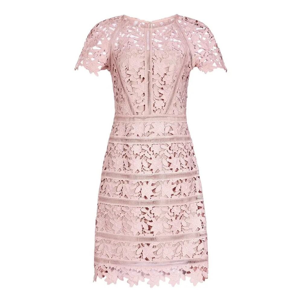 Reiss dress orchid lace blush pink wedding guest US 2 UK 6 feminine floral